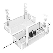 Under Desk Cable Management Tray, No-Drill Mesh Table Cable Basket for Managing
