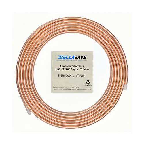 BELLA BAYS Copper Tubing 3/8" OD x 0.320" ID x 10 ft, 99.9% C12... USA Fast Ship