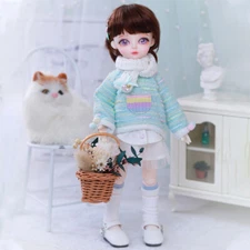 Blue Sweater&short dress clothes wig shoes For 1/6 BJD Doll Linachouchou Miyo