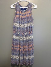 Nwt Lucky Brand Blue Paisley Print Ryan Halter Maxi Dress Sz1X NWT Org.99