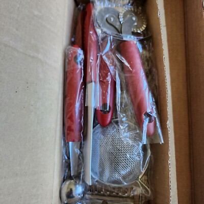 8 Piece Kitchen Tool Set New In Box Red Handles