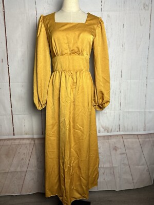 Moosta Mustard Yellow Long Dress Womens Size M | eBay