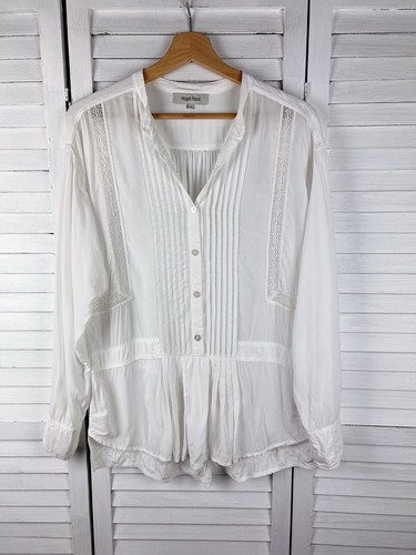 Magali Pascal White Shirt Long Sleeve Top Blouse Rayon Office Business Sz S-L - Picture 9 of 9