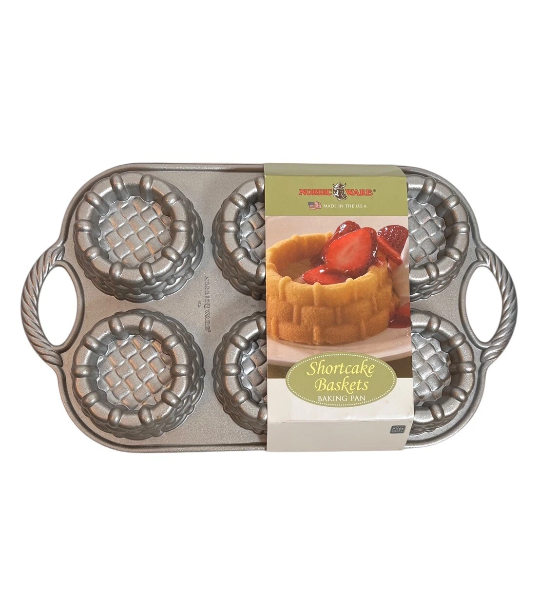 Nordic Ware Platinum Collection Cast Aluminum Strawberry Shortcake Baskets Pan