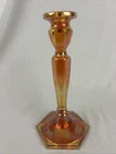Vtg  Fenton Florentine Marigold Carnival Glass Candlesticks 8 3/4” inches tall