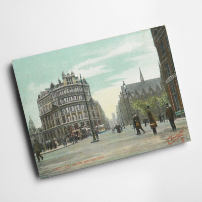 A4 PRINT - Vintage Yorkshire - Leeds. City Square and Park Row