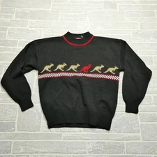 Thats Me Wool Angora Sweater Womens Medium Australian Kangaroo Print Mock Neck