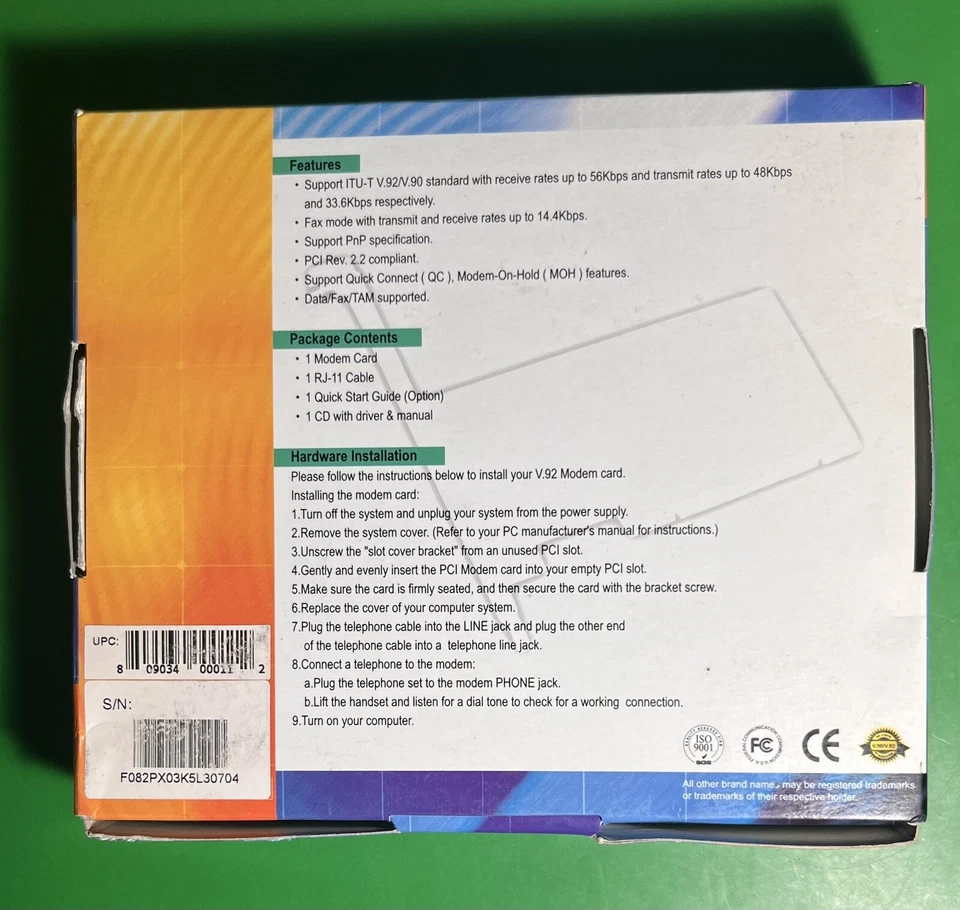 PCI Modem Card Internal V.92 Data/Fax 14.4Kbps R1 - Image 2 of 4