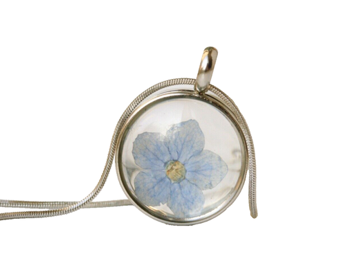 Medaillon Halskette Vergissmeinnicht Edelstahl Blumen Geschenkidee Frauen Mutter - Bild 6 von 6