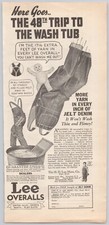 1935 Lee Denim Overalls Yarn Monster Wash Bin Washboard Vintage Print ad