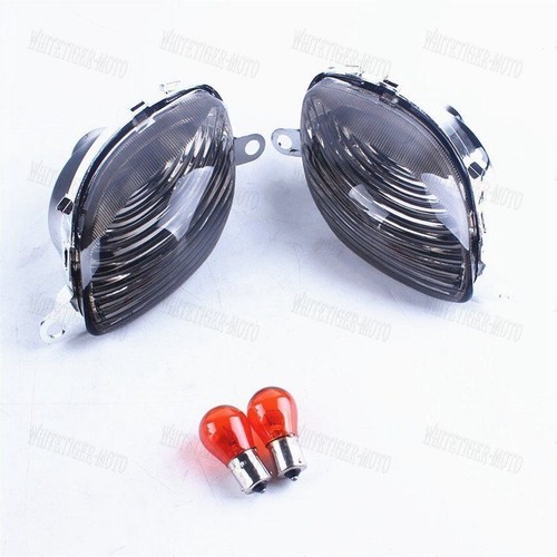 Smoke Lens Turn Signal Kit – Front & Rear – Fits Suzuki Hayabusa GSXR1300 – Includes Bulbs, DOT, Chrome Housing