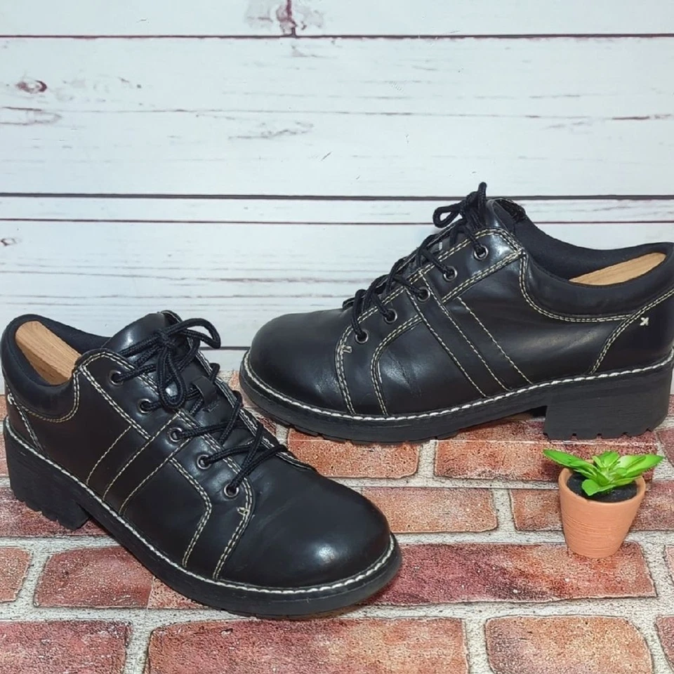 Oxford Grunge Route 66 Negro Indie Whimsigoth Grueso Preppy Años 90 De Colección Y2K 10 Foto 2 de 4