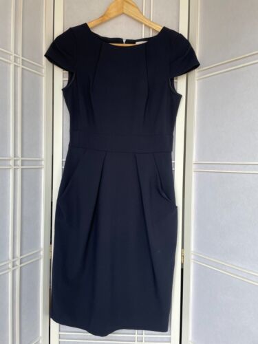 Navy Pencil Dress Pockets FREE SHIPPING EXCELLENT CONDITION - Picture 1 of 8