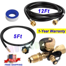 New Upgraded Propane Brass Tee Adapter Kit 4-Port Propane Brass Tee 5Ft and 12Ft