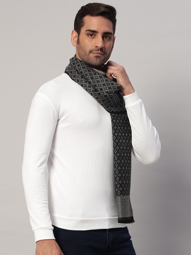 Negro Rombos/Diamante Bufanda, Lana Caliente Invierno Wrap Chal para Men Viento - Imagen 6 de 8