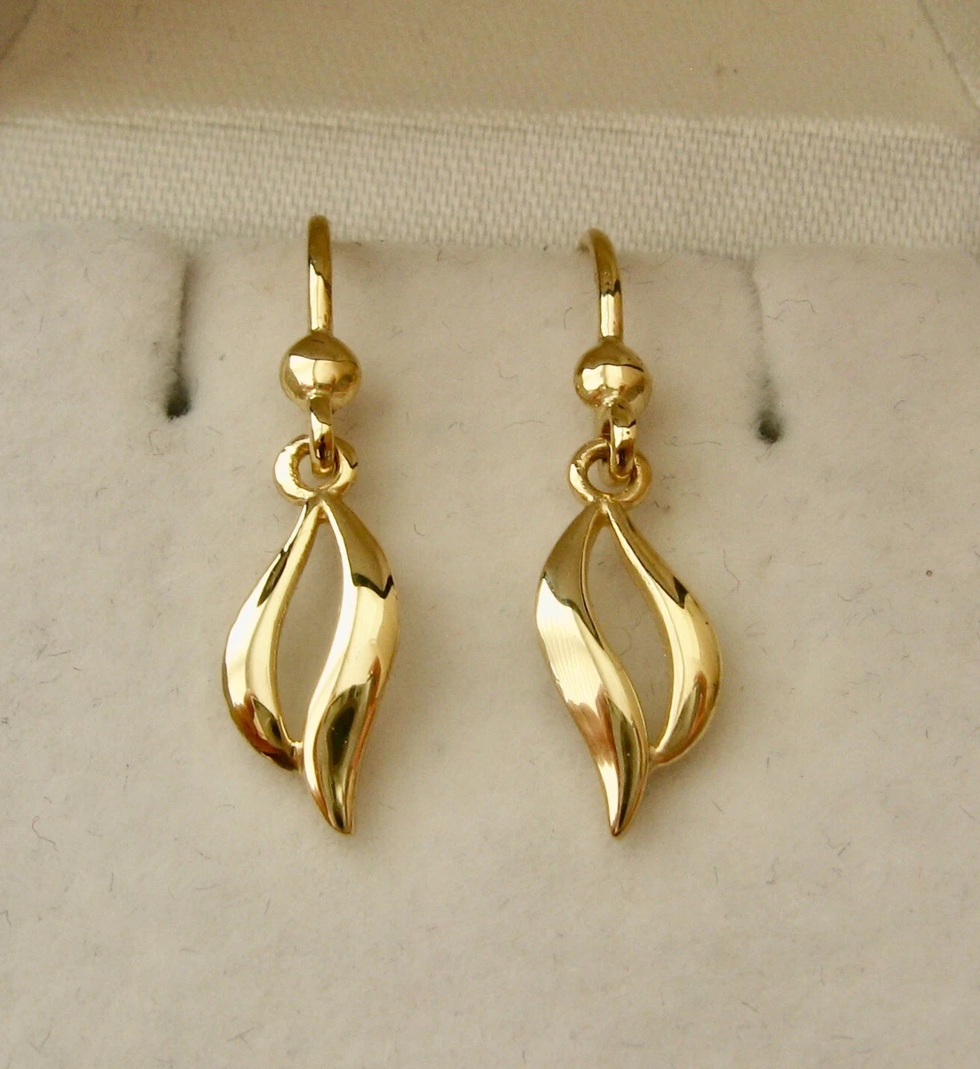 GENUINE SOLID 9K 9ct YELLOW GOLD ELEGANT DESIGNER DANGLE HOOK EARRINGS