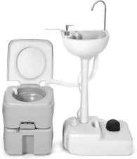 17L Portable Sink for Washing Hands and 5.28 Gallon Portable Toilet, RV Camping