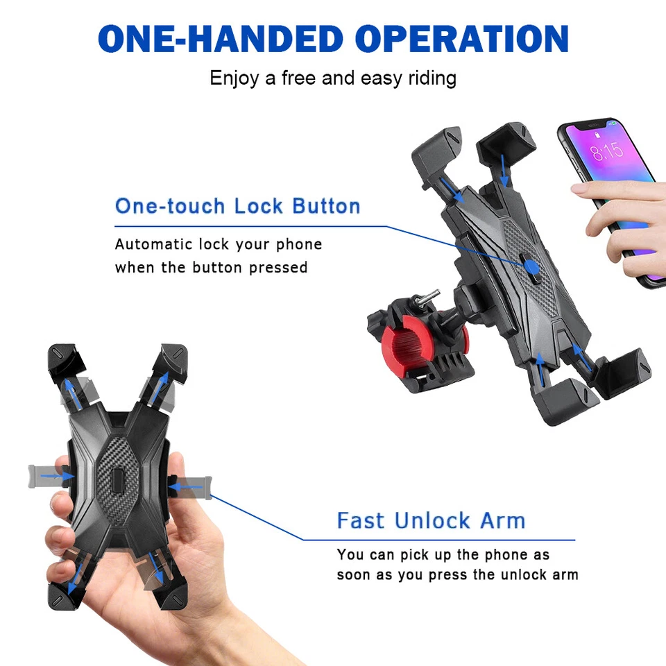 Motorcycle Bike Handlebar Mount Holder Bicycle For iPhone Samsung Cell Phone GPS - Image 4 of 4