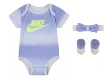 3 Piece Nike Baby Girls Outfit 0-6 Months Bodysuit Booties Headband Purple B47MP