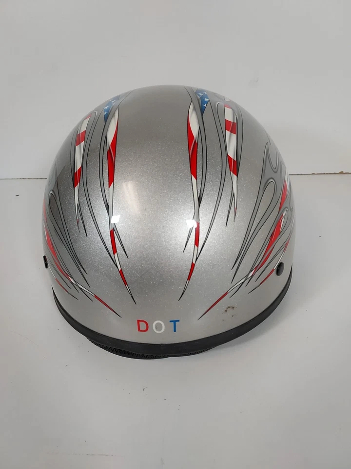 Medio casco Harley-Davidson talla XS bandera de Estados Unidos y águila plateado con bolsa hecho en Italia Foto 4 de 4
