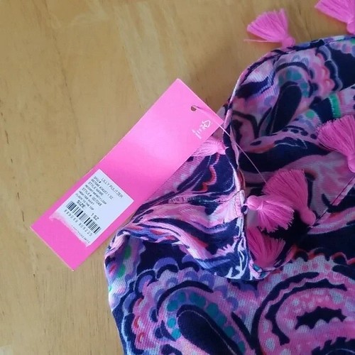 Lilly Pulitzer Resort Infinity Loop Scarf High Tide Navy Flock to the Top - Picture 8 of 8