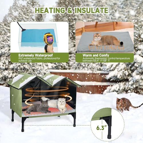 Heated Cat House for Outside Large Outdoor Cat House for Winter