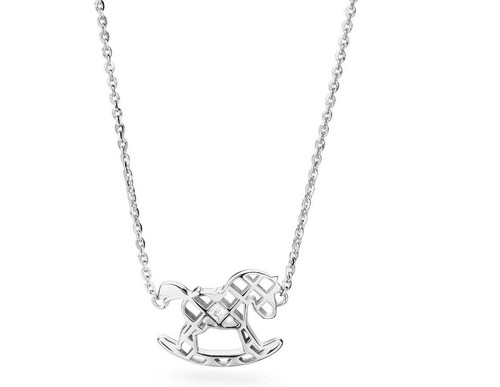 Eusense Collana Ciondolo Ragazza Cavallo in Argento Sterling 925 Cavallo in Oro Rosa Conchiglia Abalone Gioielli Regalo per Le Donne