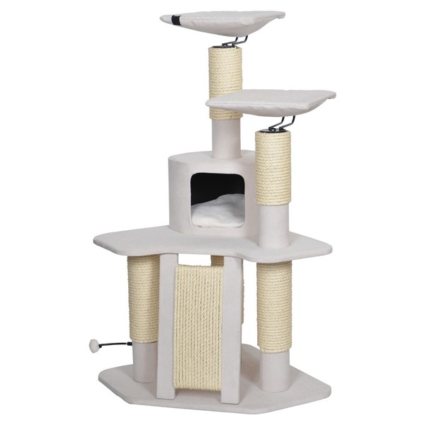 Europet Bernina Kratzbaum Nagano Weiß 134Cm FüR Katzen Zen-Design Ebi-image