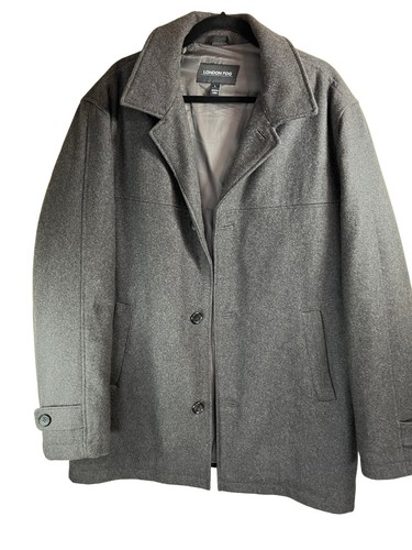 London Fog Wool Blend Pea Coat. Grey 