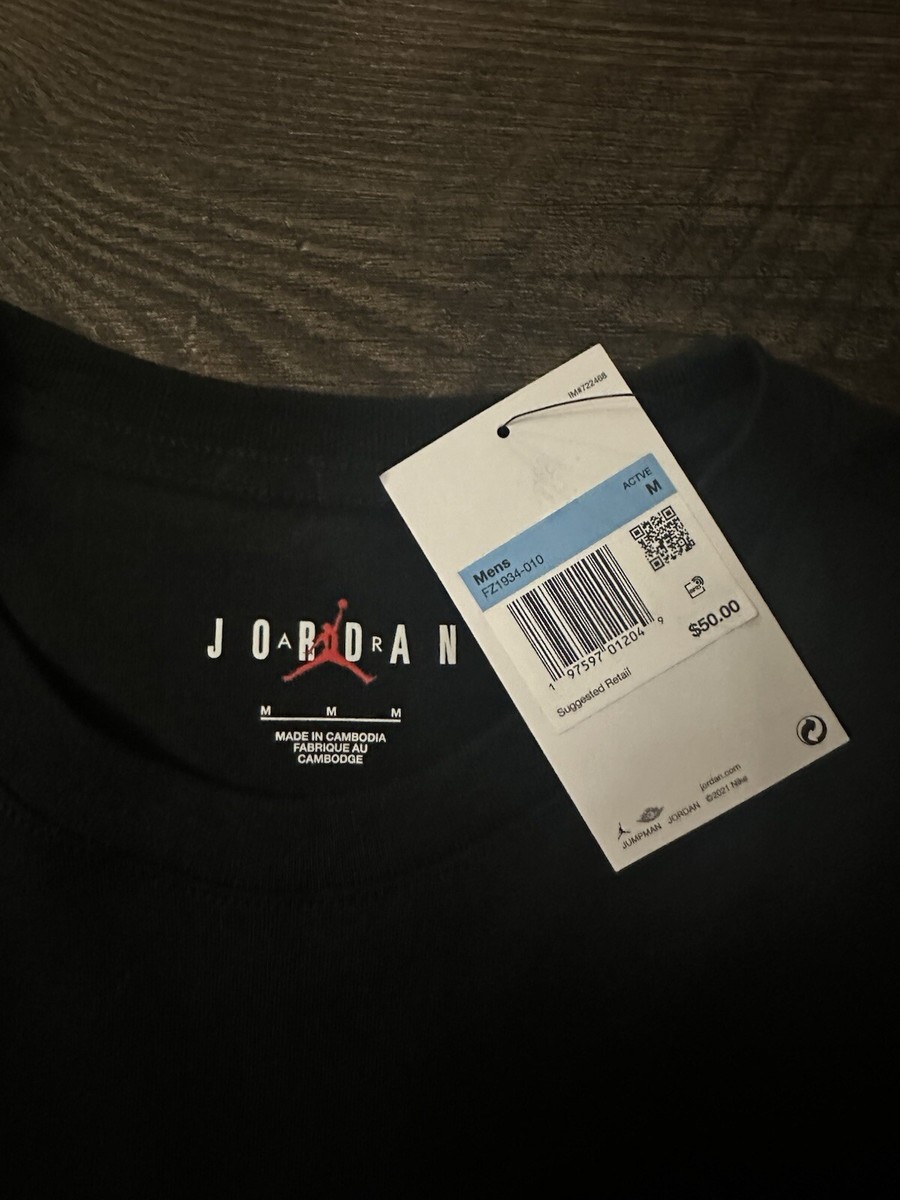 Nike Jordan Flight Crew FZ1934 010 man black LS shirt Sz Medium
