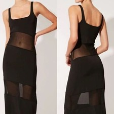 NEW Solid & Striped Kimberly Black Mesh Inset Midi Dress Size Small