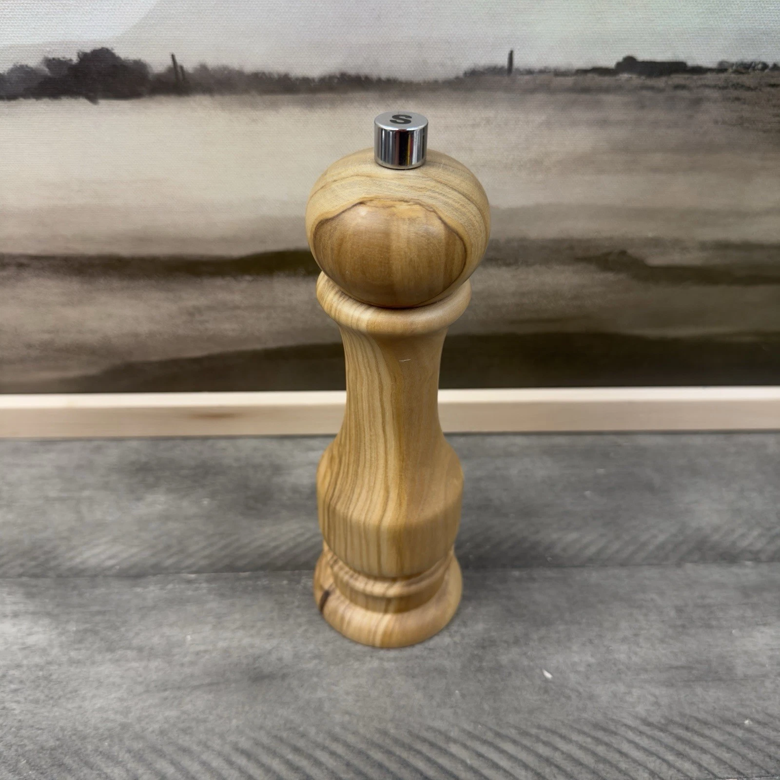 Williams Sonoma Traditional Olivewood Salt Mill Only 7” Tan Multicolor NWOB