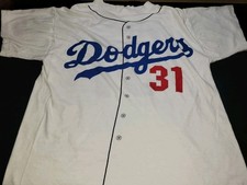 VINTAGE DODGERS MIKE PIAZZA 31 1990s MADE IN USA T SHIRT WHITE S
