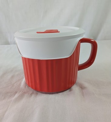 Corning Ware Pop-Ins Orange 20 Oz Soup Mug with Lid Microwave Hot Meal Soup Oats