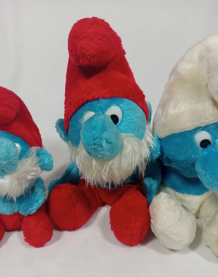 Vintage Smurf Plush Toys Lot Of 5 70s & 80s Peyo Wallace Berrie Co Made In Korea - Image 3 of 4