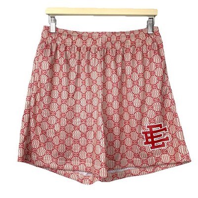 Eric Emanuel Shorts ''Gucci Monogram'' Sz Large Beige Red Logo Mesh Pockets EE
