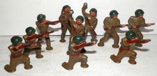 Lot of 10 Barclay Manoil Lead Military Toy Soldiers Infantry Hand Grenade B