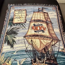 Vintage The Northwest Company 2001 Tampa Super Bowl XXXV Tapestry Blanket Throw