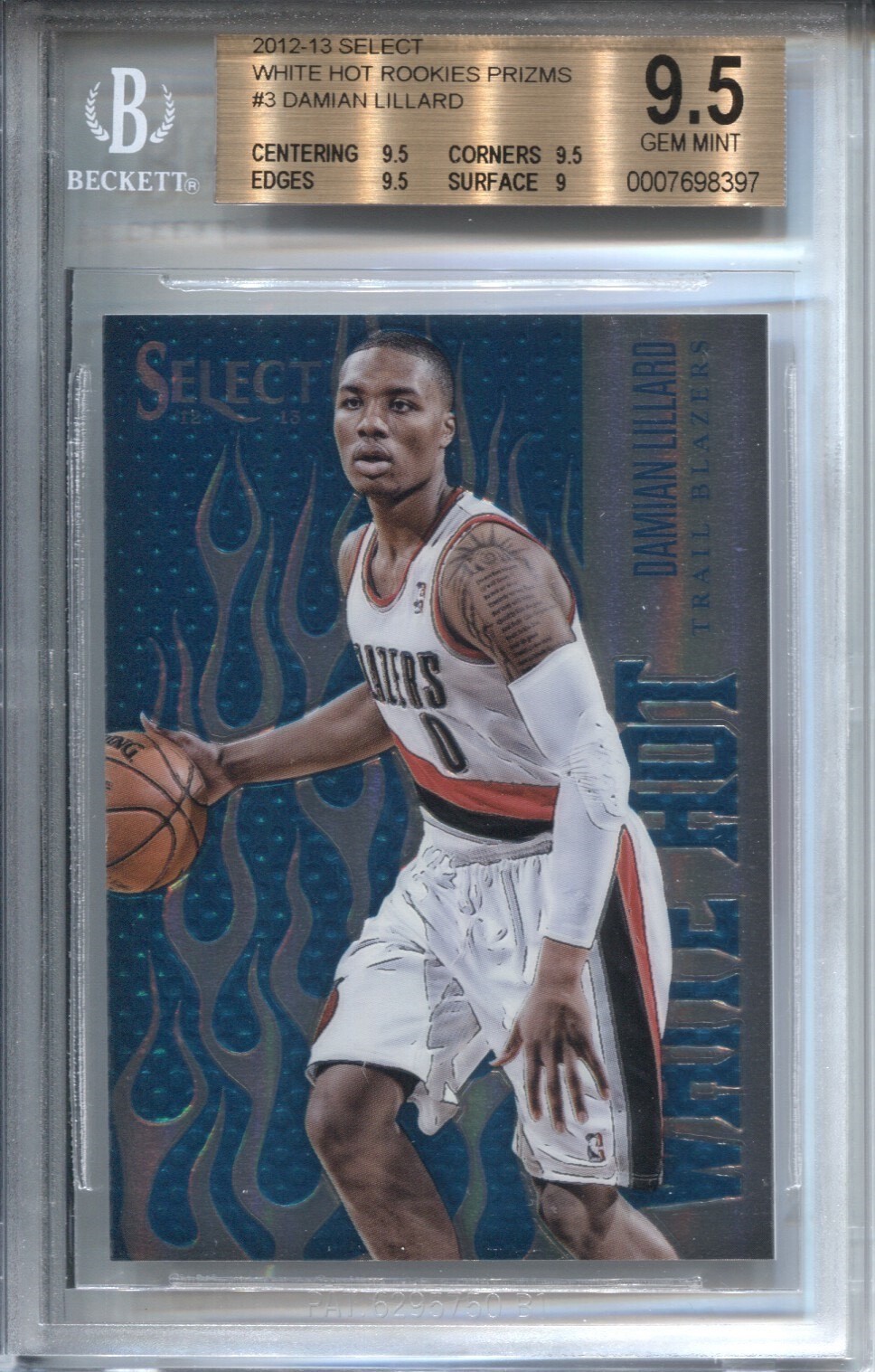 2012-13 Panini Select - Hot Rookies Damian Lillard #3 White Hot Silver Prizm ...