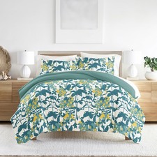 Teal Boho Flower Reversible 2-Piece Duvet Cover Set Bedding Home Twin/Twin XL