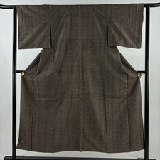 JAPANESE KIMONO TSUMUGI BROWN 152.5 cm 5 ft 0 in PURE SILK FF10380
