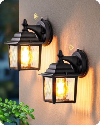 2 Pack Outdoor Porch Light, Dusk to Dawn Exterior Lighting Fixtures, Modern