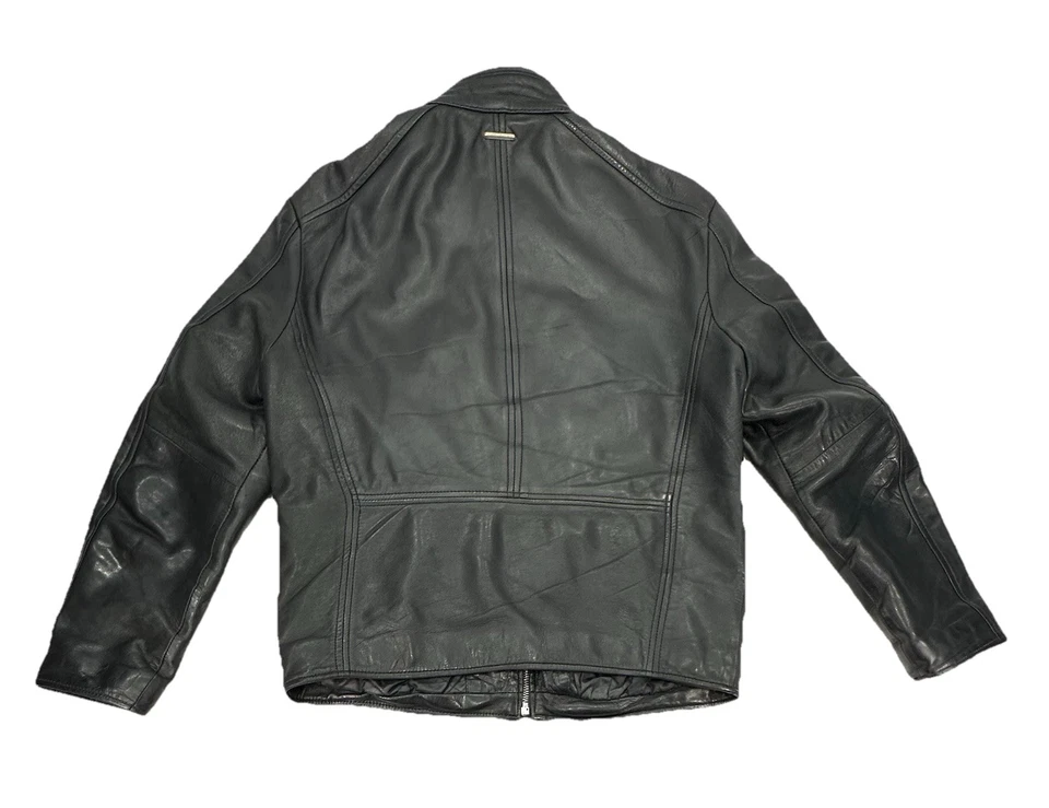 Andrew Marc New York Leather Moto Racer Biker Jacket Full Zip Men’s MED Black - Image 2 of 4