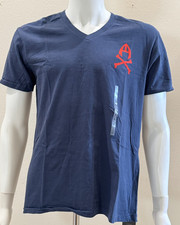 ARMANI EXCHANGE T-shirt BLUE V Neck Large L Cotton Vintage NWT