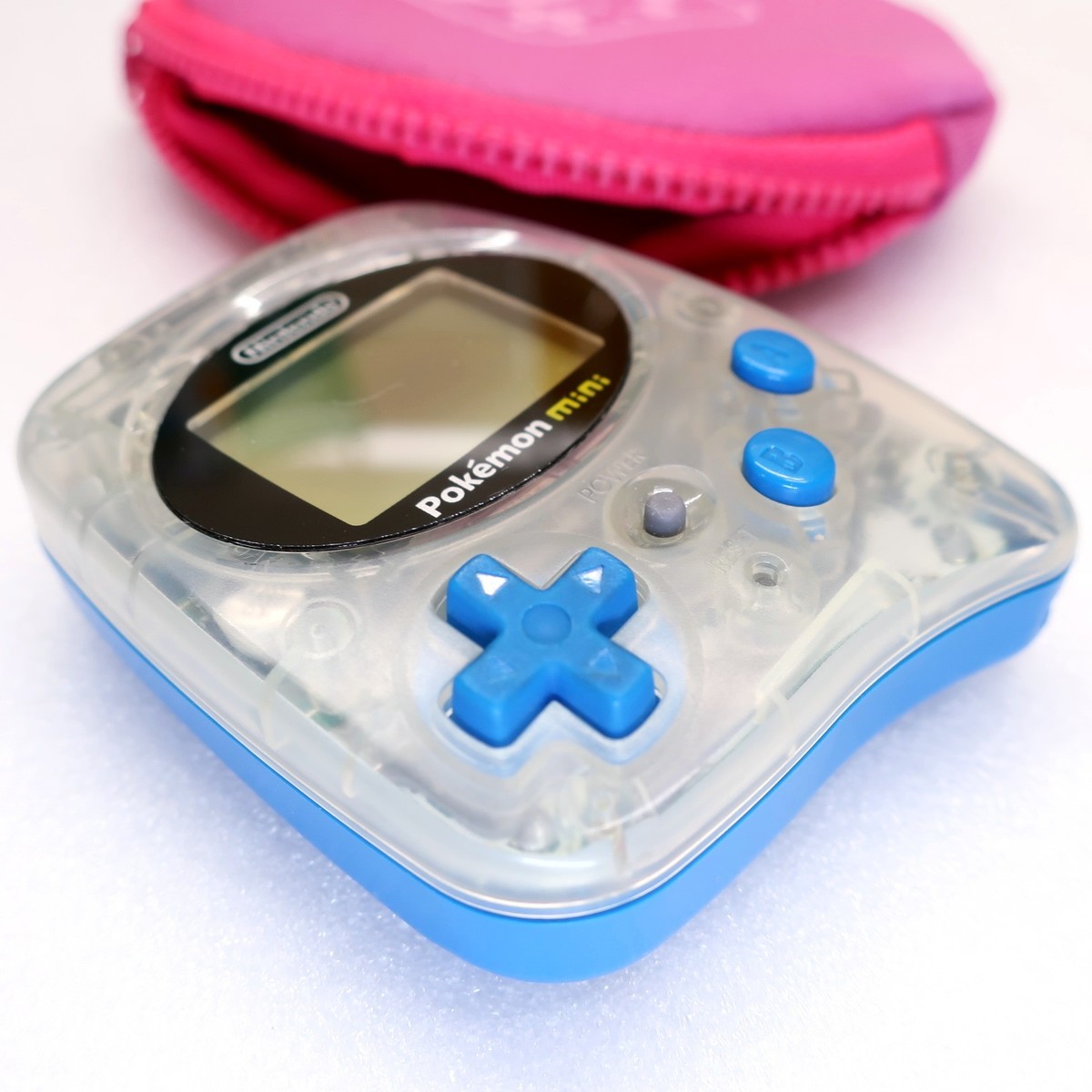 Pokemon Mini Console Blue MIN-001 w/ Official Pink Case