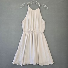 Lush Gray Midi Dress Preppy Spaghetti Straps Pleated Scoop Women Size M Buttons