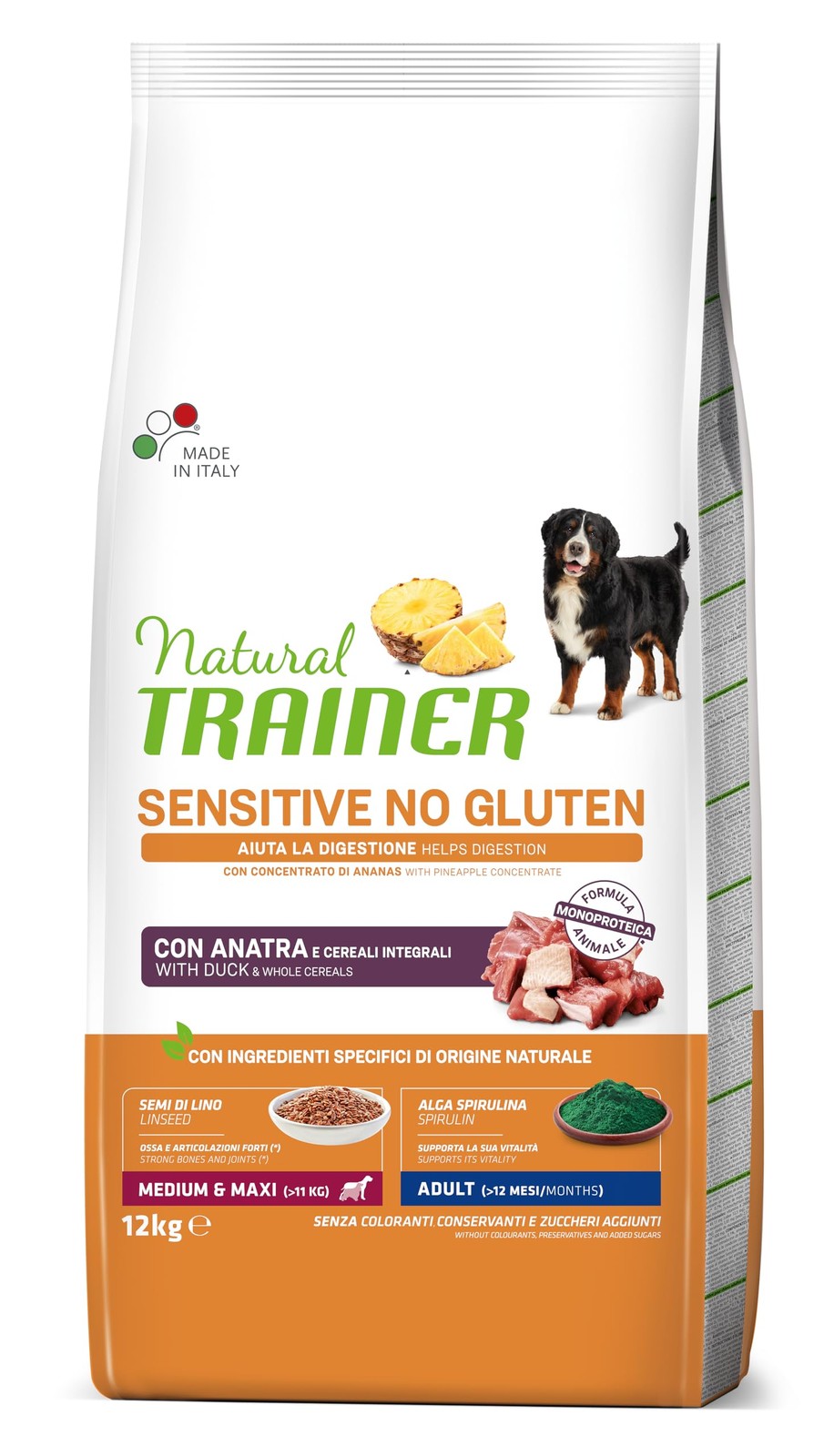 Natural Natural Sensitive No Gluten Cibo per Cani Adulti con Anatra e Cereali