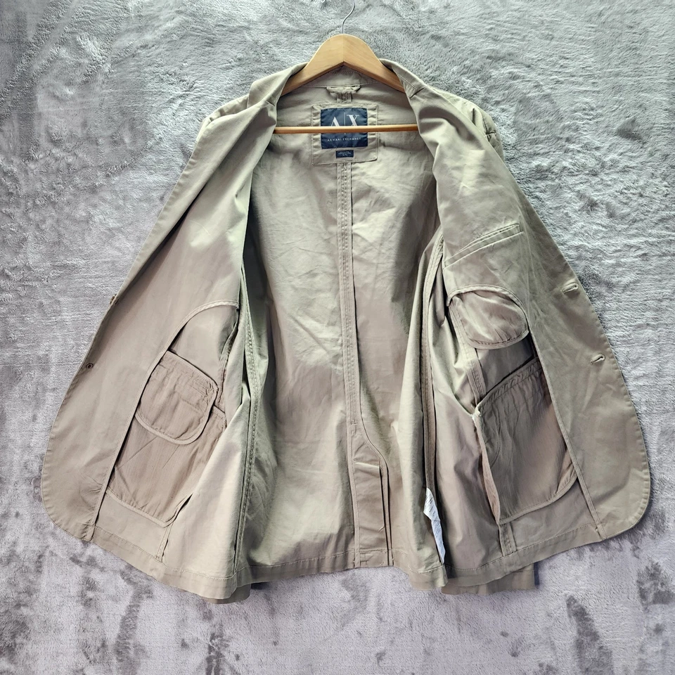 Chaqueta Blazer ARMANI EXCHANGE Para Hombre Caqui Algodón Sarga XL 2 Botones Informal Foto 3 de 4