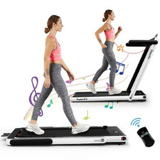 Costway SP37914US-WH Up To 7.5MPH 2.25HP 2 in 1 Single Display Screen Treadmill
