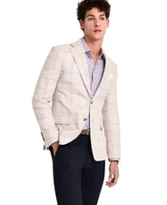 Tallia Mens Slim fit Sport Coat Blazer 42 R Beige Plaid